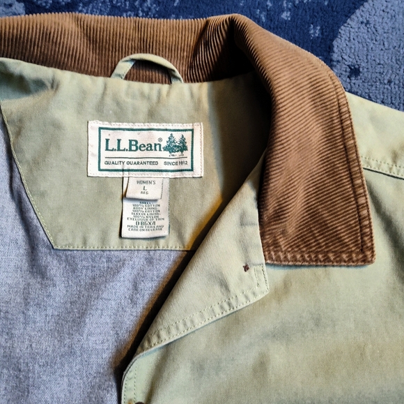 L.L.Bean Khaki Barn Coat with Brown Corduroy Accents - Picture 6 of 13